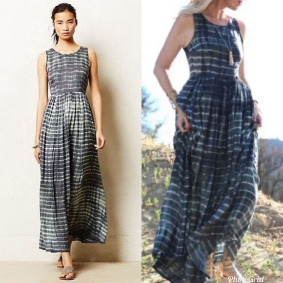 Revolve Anthropologie Neuw Shibori Gray Tie Dye Back Cutout Maxi Dress - Picture 2 of 8